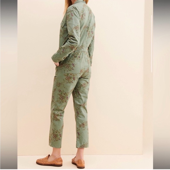 DRIFTWOOD Carley Army Green Floral Jumpsuit Coveralls Size Medium - Picture 5 of 13